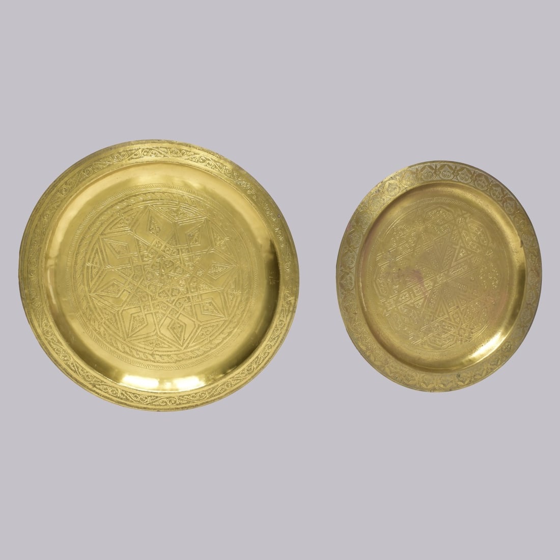 Two (2) Lg. Brass Moroccan Trays (1 of 4)