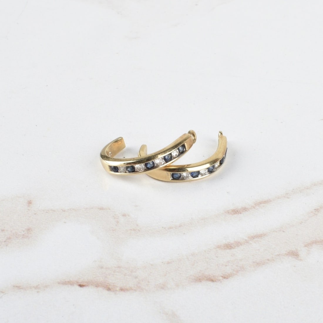 Sapphire, Diamond and 14K Earrings (1 of 2)