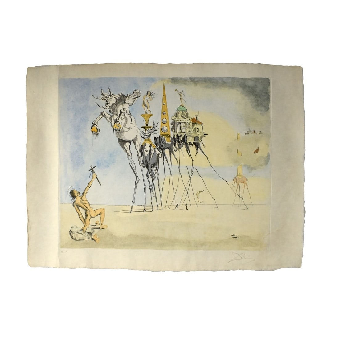 Salvador Dali, Spanish (1904 - 1989): Salvador Dali, Spanish (1904 - 1989) Artist Proof Etching on Paper "Temptation of St. Anthony" Signed. Unframed. Measures 25-1/2" x 36". Please note, this lot will be rolled in a shipping tube. Condit