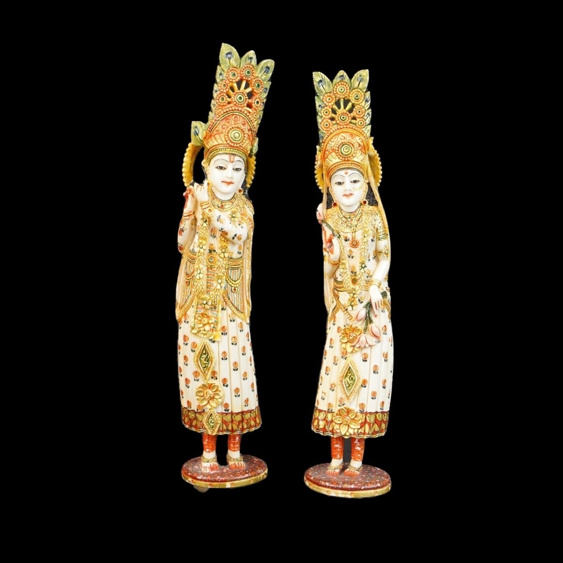 Pair Antique Indian Polychrome Figurines (1 of 3)