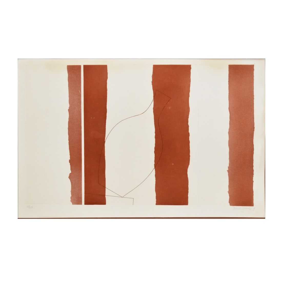 Derrick Greaves (British 1927-2022) Etching: Derrick Greaves (British 1927-2022) Aquatint Etching "Falling Vase" . Paperwork to back. Numbered 55/150 lower left. Pencil signed lower right. Measures 16-3/8" H x 27-1/8" W. Frame 27-3/8" H x 34-3/4