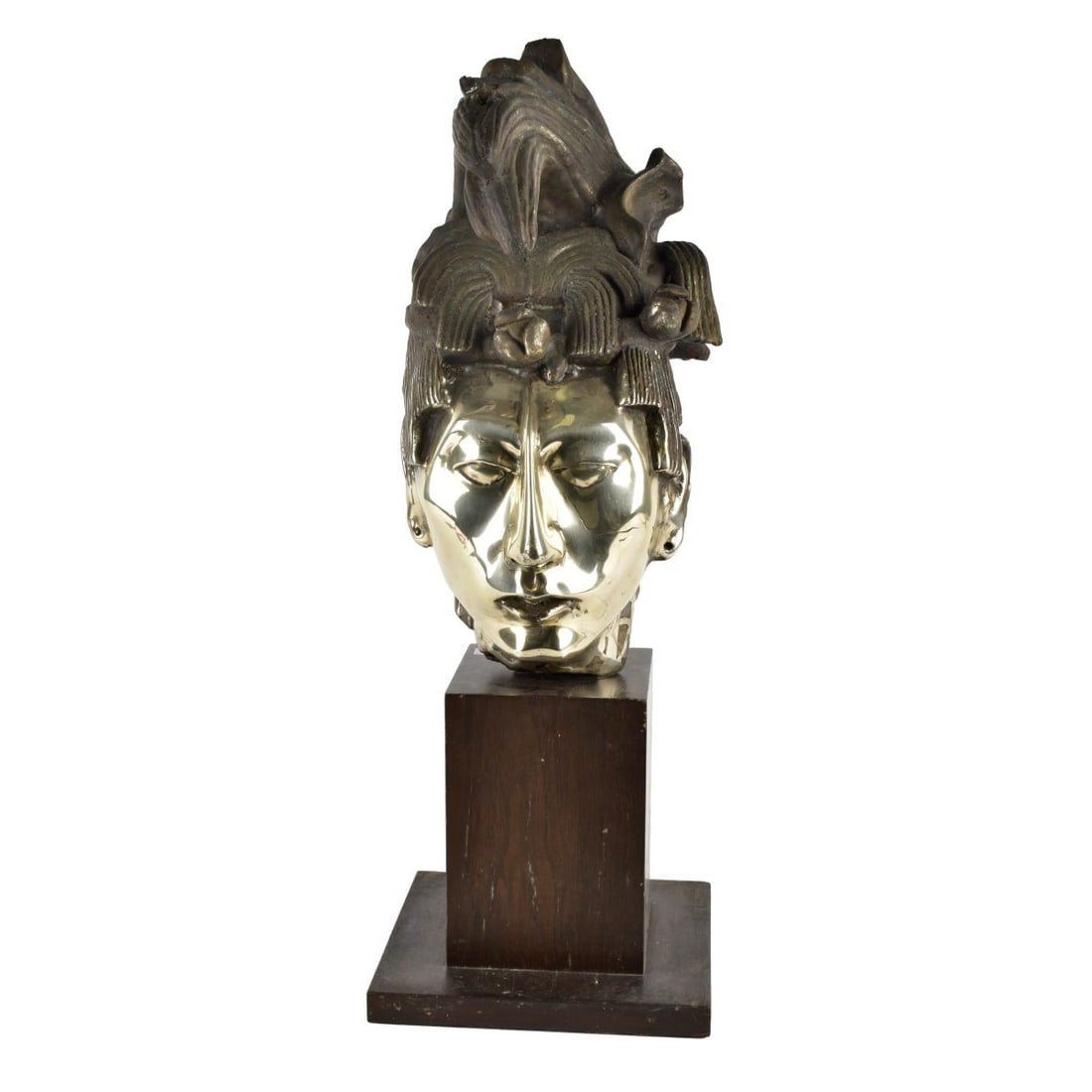 Large Mexican Silver-Clad Bust of a Mayan (1 of 6)