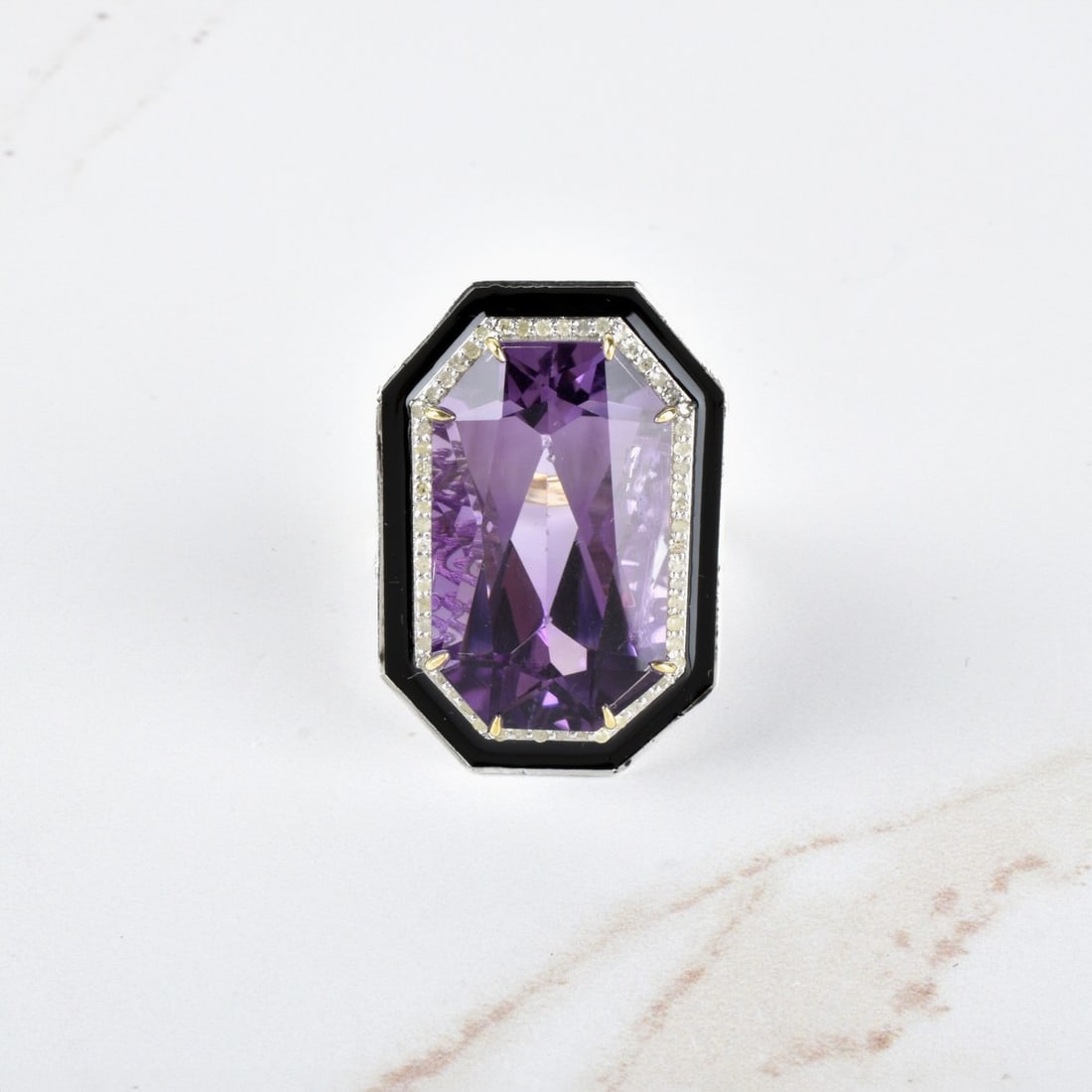 Amethyst, Diamond and Enamel Ring (1 of 3)
