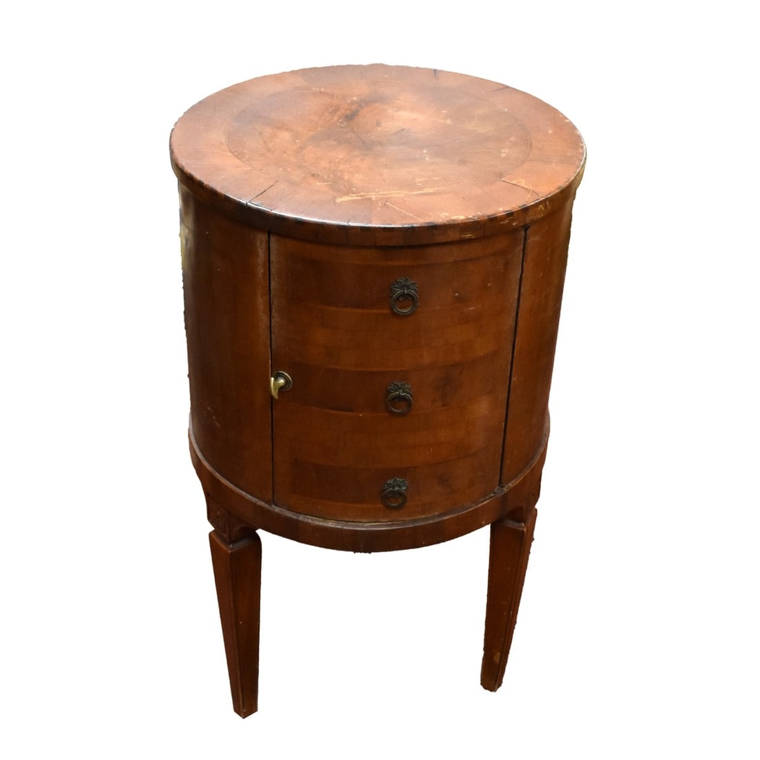 Vintage Cylinder Shape Wooden Side Table (1 of 5)