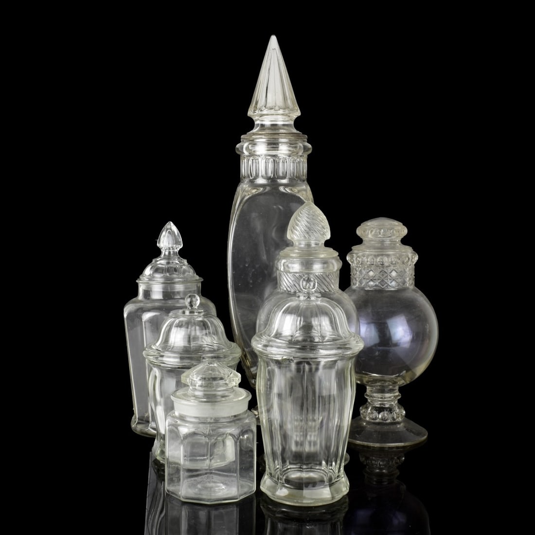 Seven Large Vintage Glass Apothecary Jars (1 of 6)