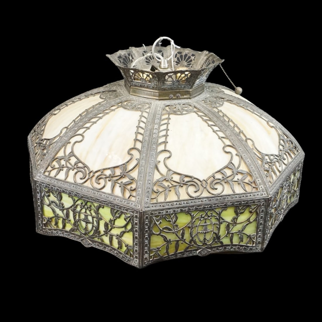 Art Nouveau Two Tone Glass Light Fixture (1 of 4)