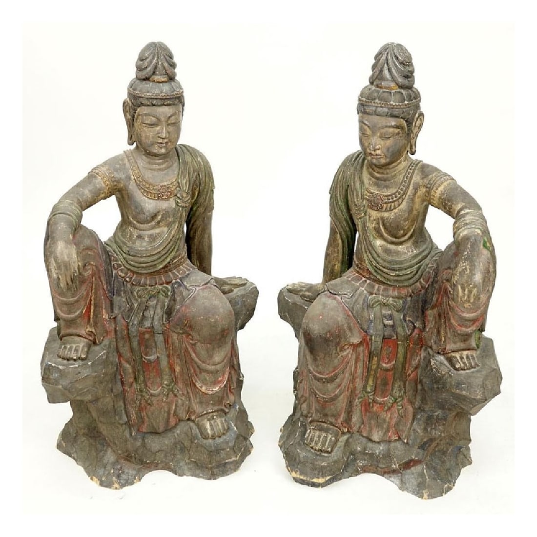 Chinese Carved Wood Buddha Figures (1 of 5)