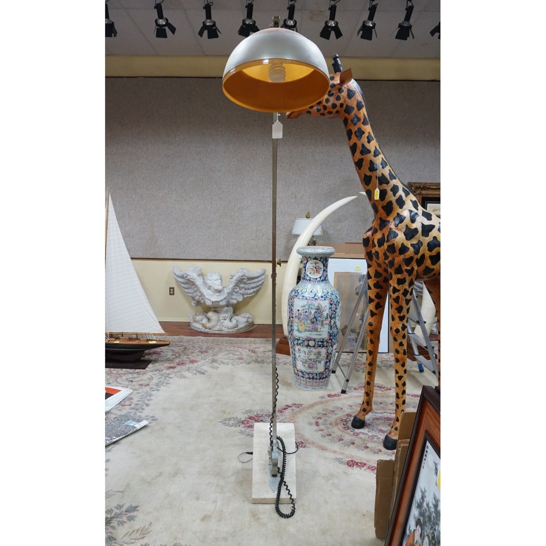 Mid Century Arched Floor Lamp marble base (1 of 5)