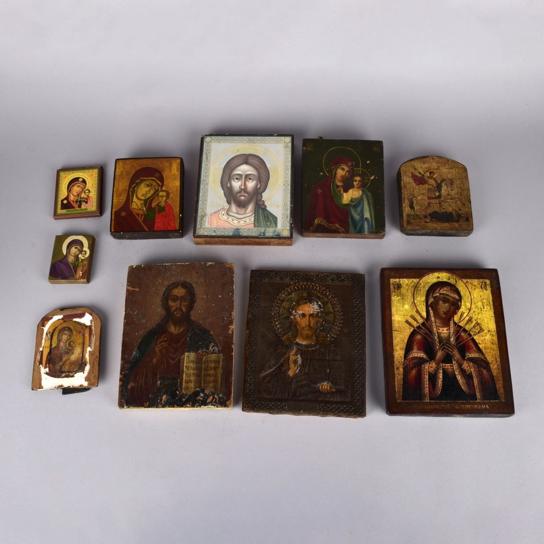 Ten (10) Russian Icons on wood (1 of 4)