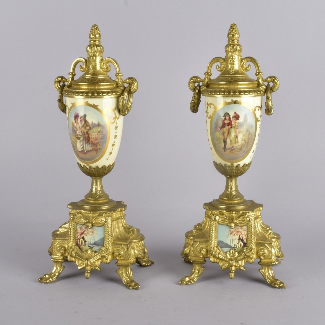 20th C Miniature Pr Sevres Bronze Urns (1 of 4)