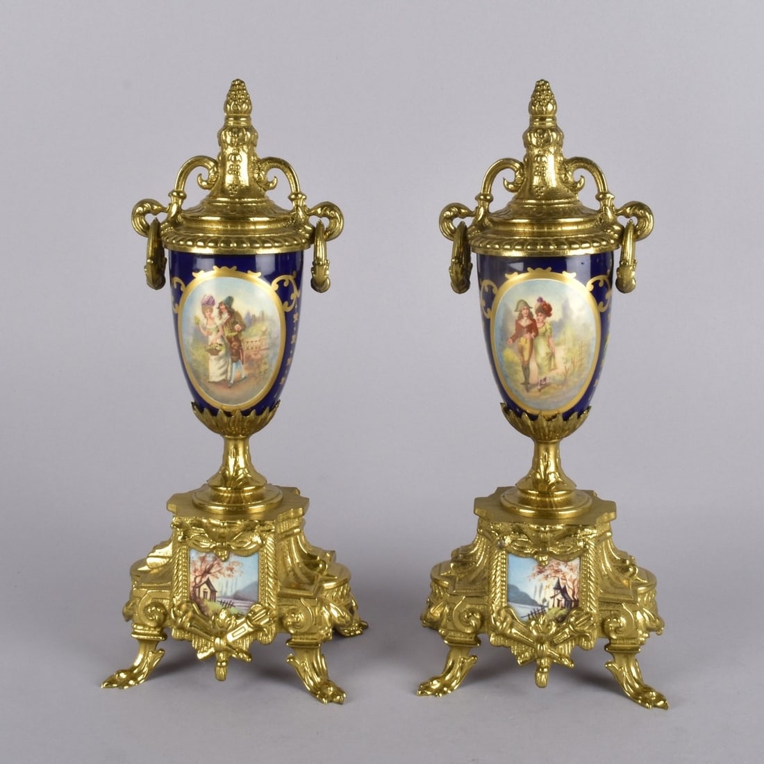 20th C Miniature Pr Sevres Bronze Urns (1 of 4)