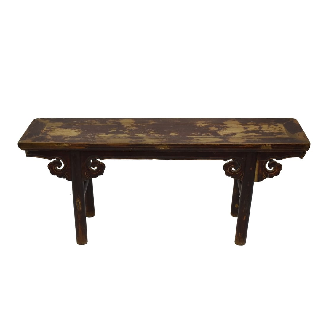 Antique Carved Chinese Painted Wood Bench (1 of 5)