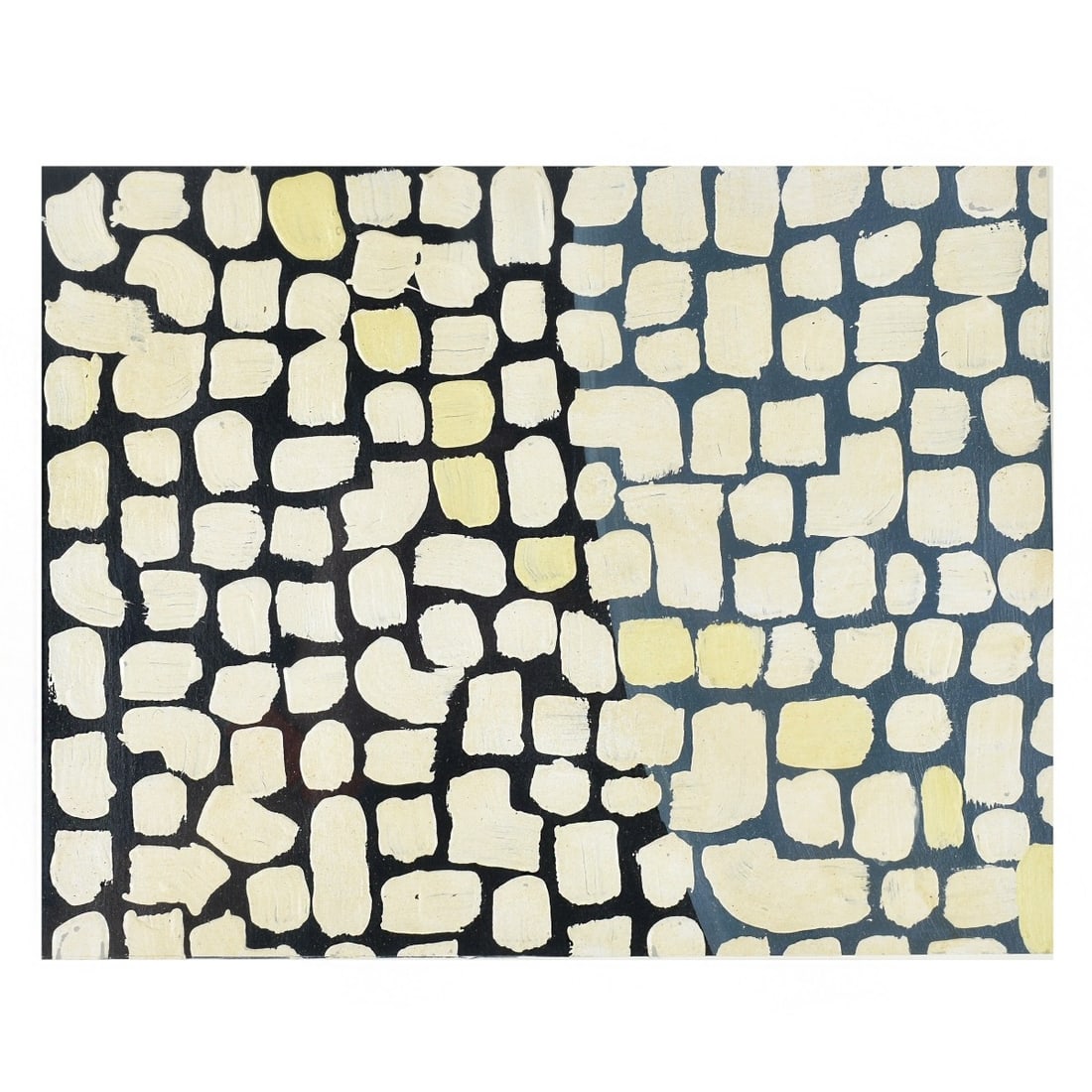 Manner of Alma Woodsey Thomas: Manner of Alma Woodsey Thomas, (American:1891-1978), Untitled, Abstract Oil on Card. Viewing area measures: 9" H, 7" W. Frame measures: 17.5" H, 14" W. Condition: Good condition. Estimate: $500.00 - $