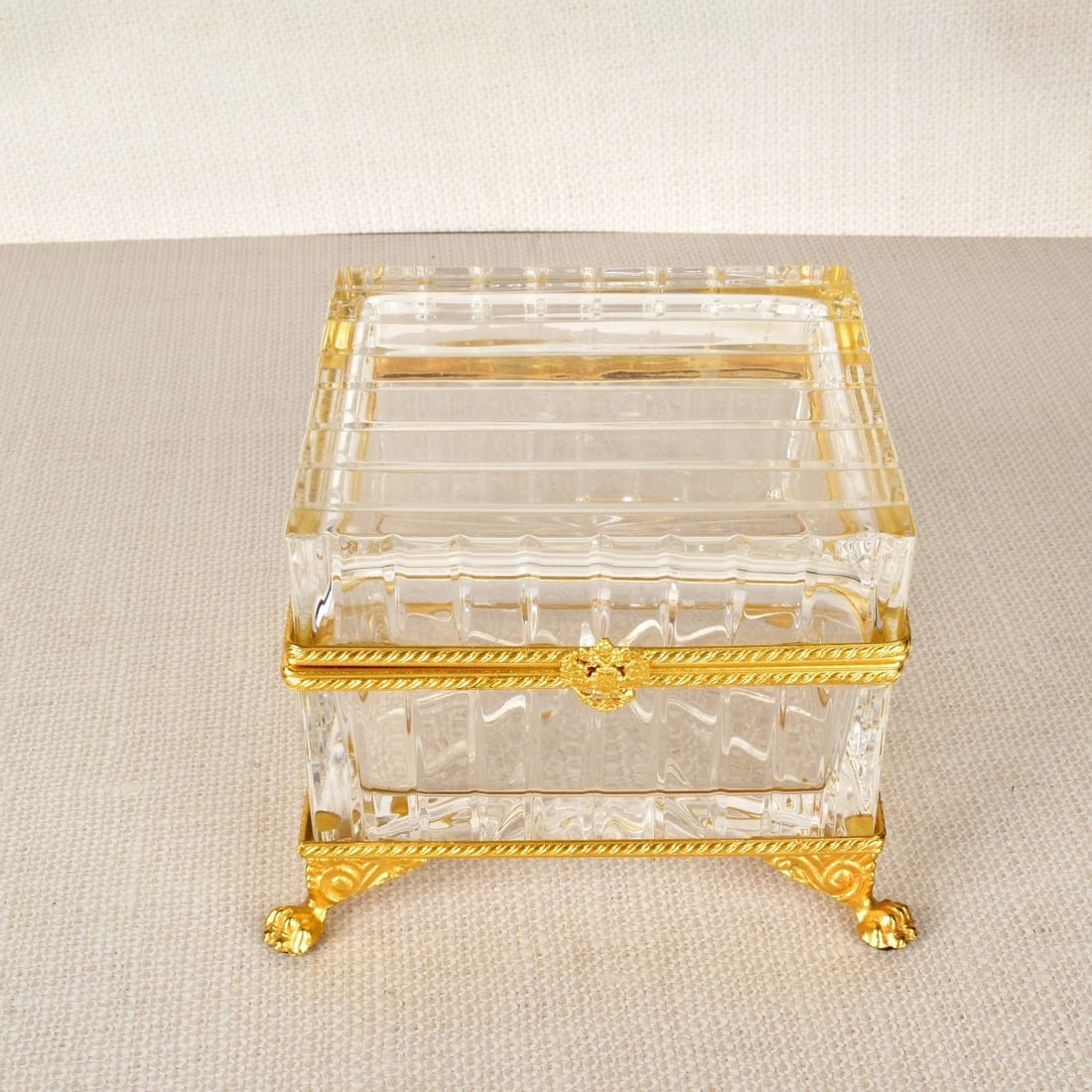 Gold Gilt Metal and Crystal Dresser Box (1 of 6)