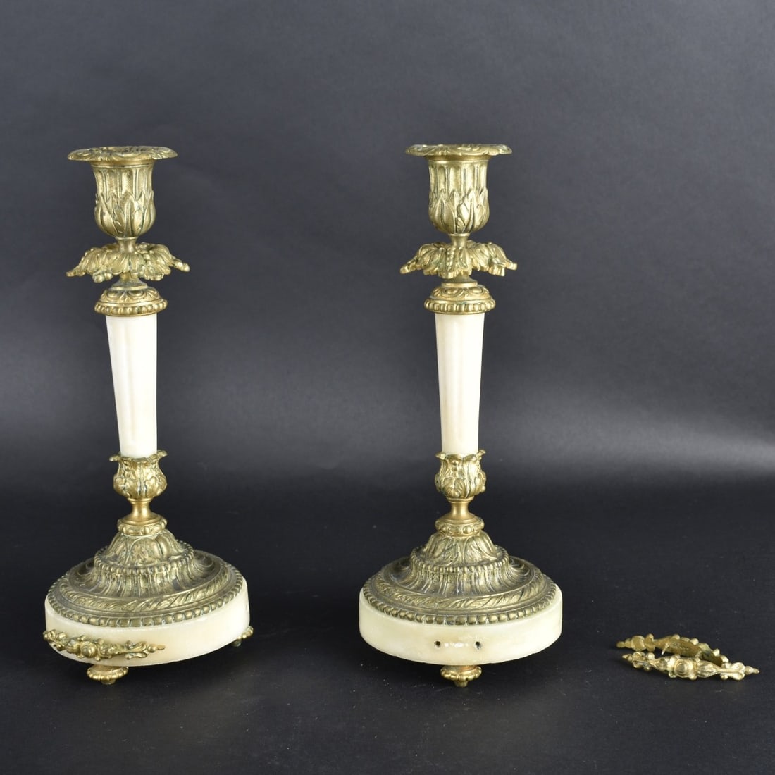 Bronze and Alabaster Candlesticks (1 of 6)