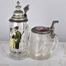 Two German Painted Glass Beer Steins