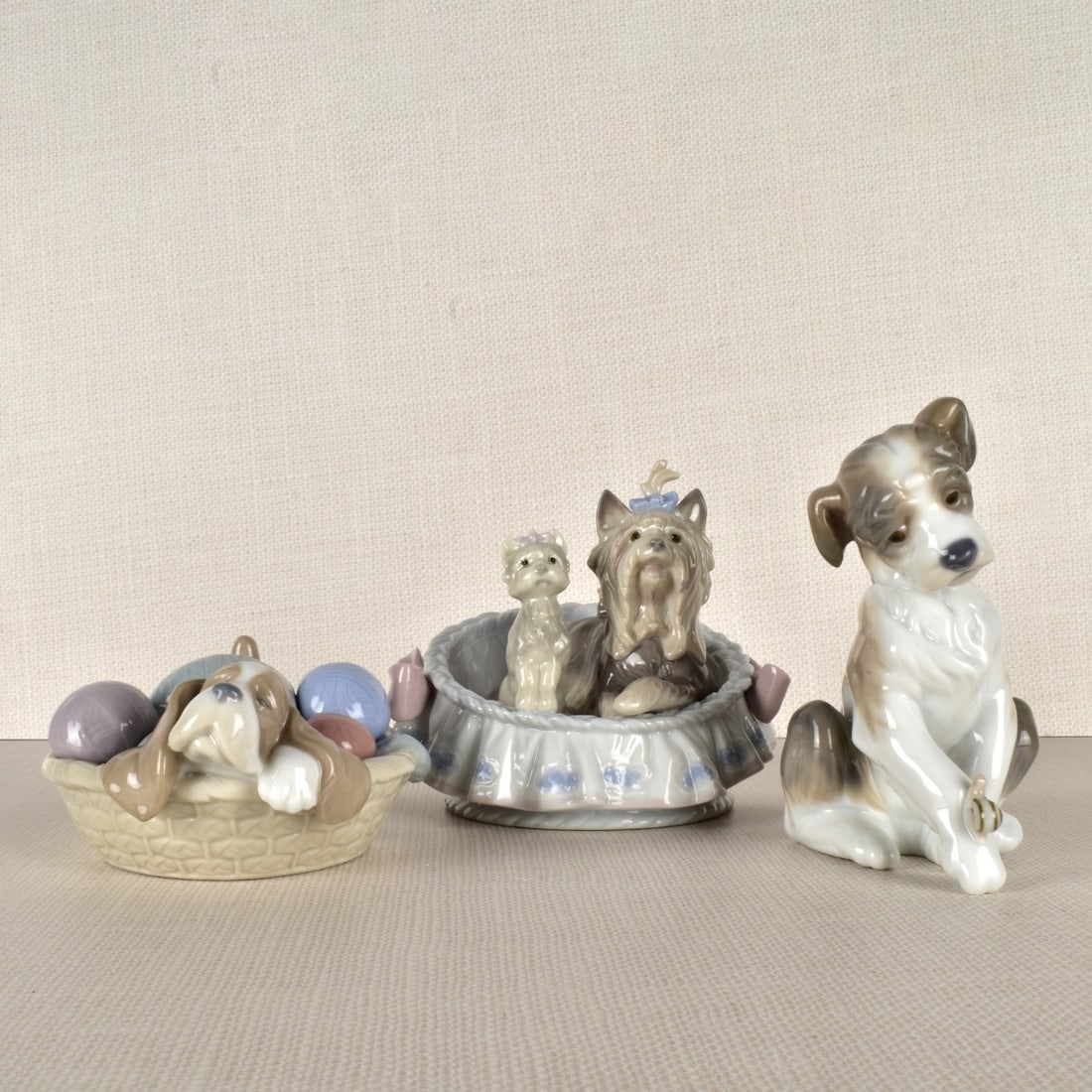 Three Lladro Porcelain Dog Figurines (1 of 4)