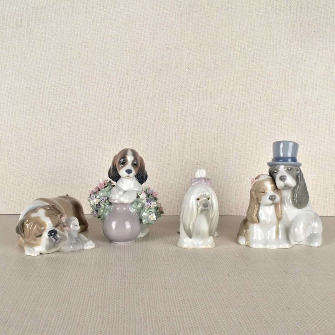 Four Lladro Porcelain Dog Figurines (1 of 4)