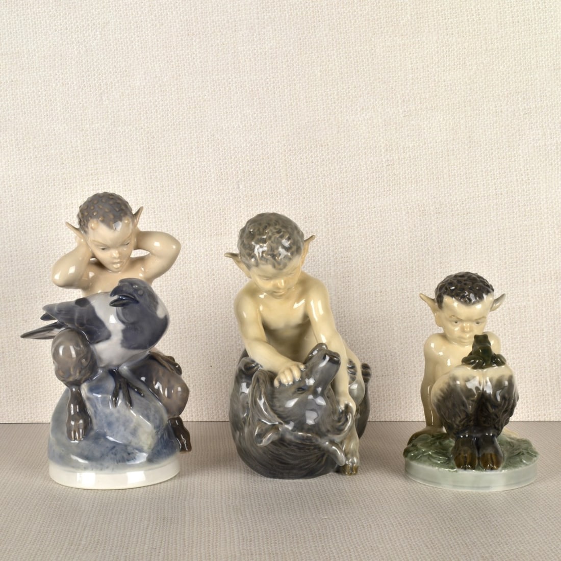 Three Royal Copenhagen Satyr / Pan Figurines (1 of 4)