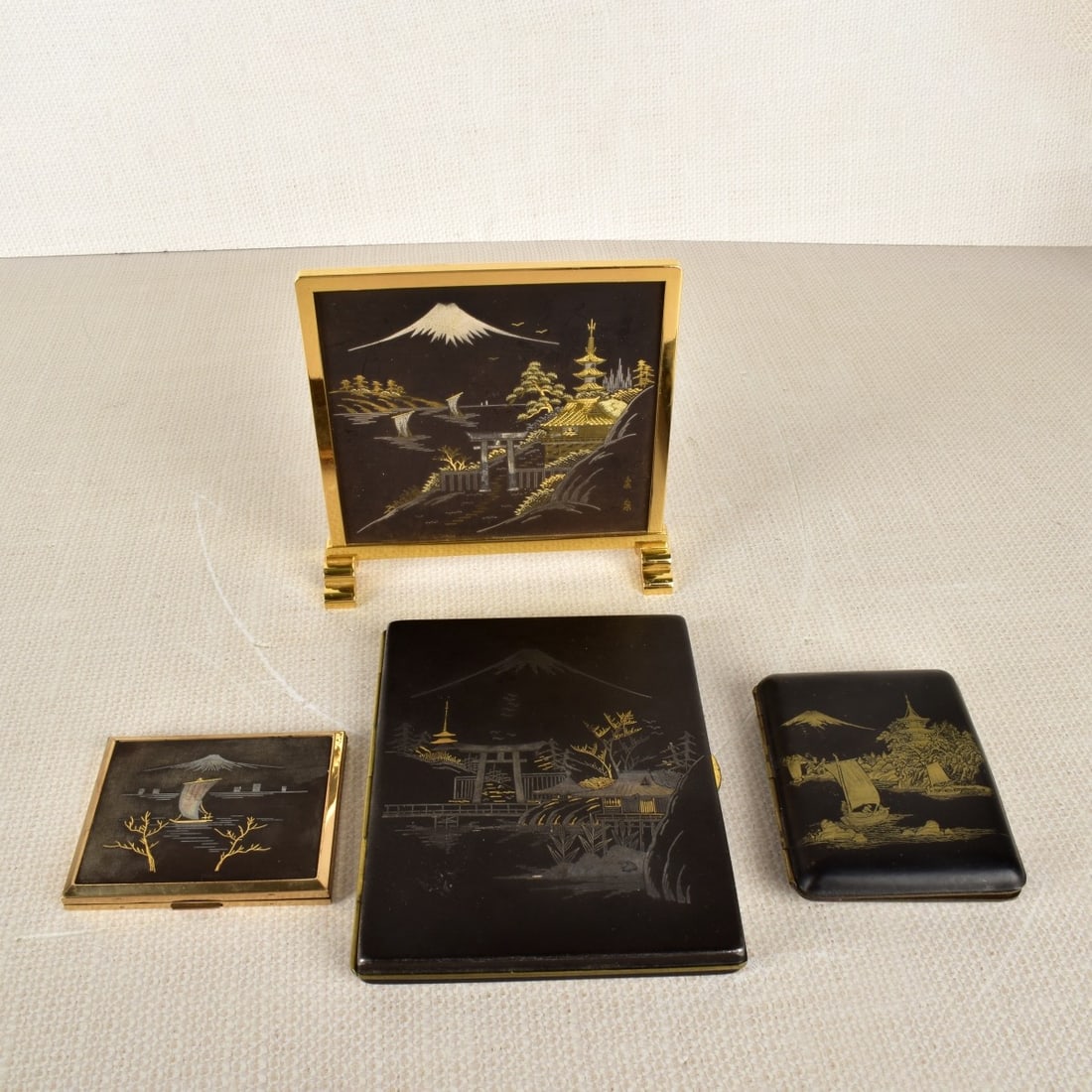 Four (4) Japanese Komai Damascene Items (1 of 7)