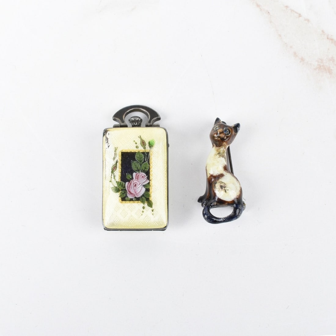 Silver and Enamel Watch and Pin (1 of 3)