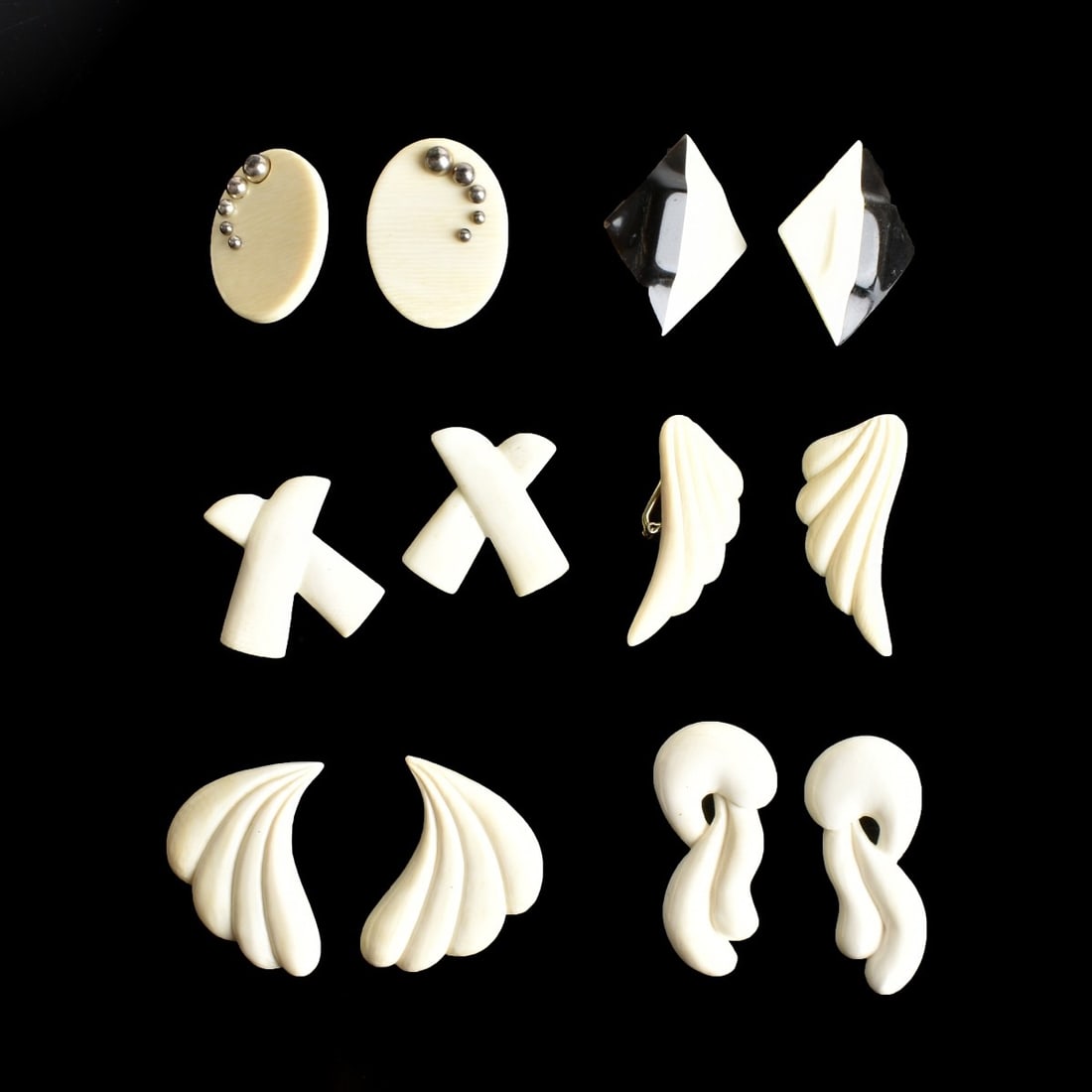 Grouping of Art Deco Earrings: Grouping of Six Pair of Art Deco Earrings. Largest measures 2" x 7/8". We Will Not Ship This Item Out of State of Florida. Anyone Having This Item Shipped Must Have a Florida Address or the Item will 