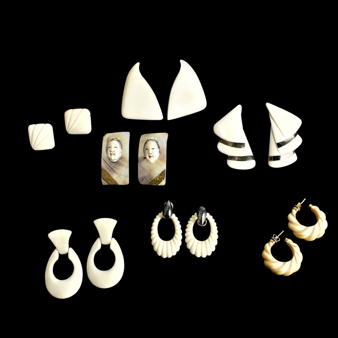 Grouping of Art Deco Earrings: Grouping of Seven Pair of Art Deco Earrings. Largest measures 2-3/8" x 1-1/4". We Will Not Ship This Item Out of State of Florida. Anyone Having This Item Shipped Must Have a Florida Address or the It