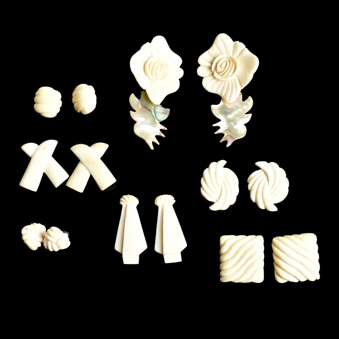 Grouping of Earrings: Grouping of Seven Pair of Art Deco Earrings. Largest measures 3-1/2" x 1-3/4". We Will Not Ship This Item Out of State of Florida. Anyone Having This Item Shipped Must Have a Florida Address or the It