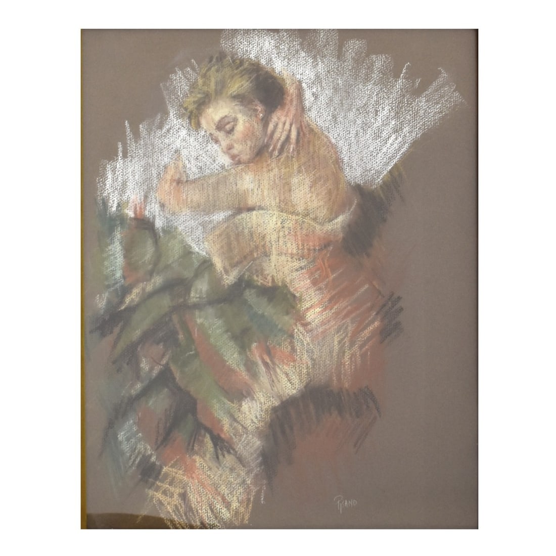 Ruth Pisano (20th Century): Ruth Pisano (20th Century) Pastel on Paper Portrait of a Woman, Signed Lower Right Hand Corner. Sight measures: 17-1/4" H, 14-1/8" W, frame measures: 22-3/4" H, 19-3/4" W. Condition: Good condition. E