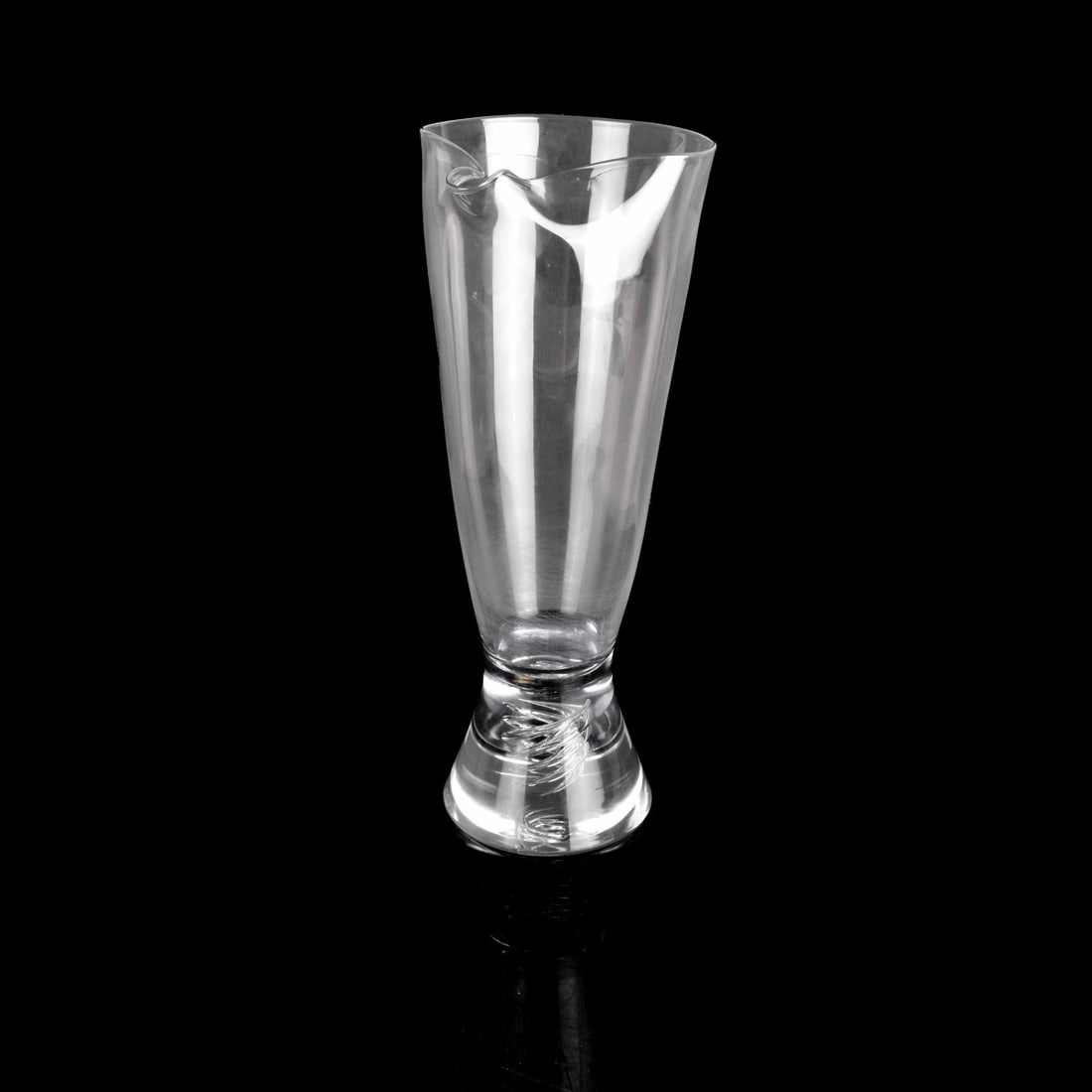 English Crystal by "Tudor" Martini Jug: English Crystal by "Tudor" Air Twist Martini/Cocktail Jug. Acid etched on the bottom "Tudor Made in England" . Mid 20th century. Measures: 11-3/4: H, 5-1/4" W, 4-3/4" D. Condition: Very good conditon.