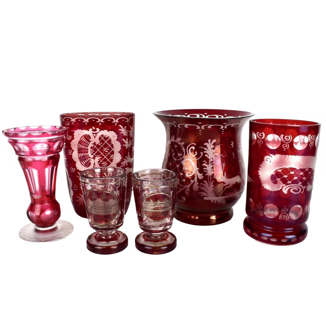 Ruby Glass Bohemian Items (1 of 6)