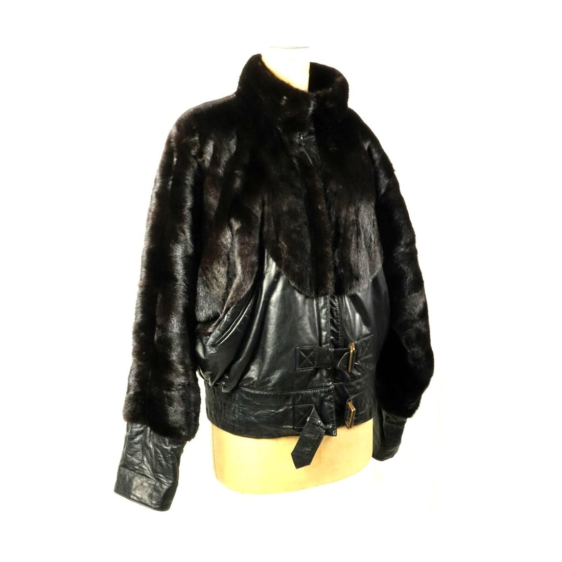 Mink and Leather Bomber Jacket (1 of 6)