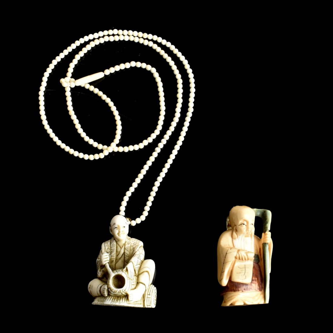 Antique Japanese Carved Netsukes as Pendants (1 of 2)