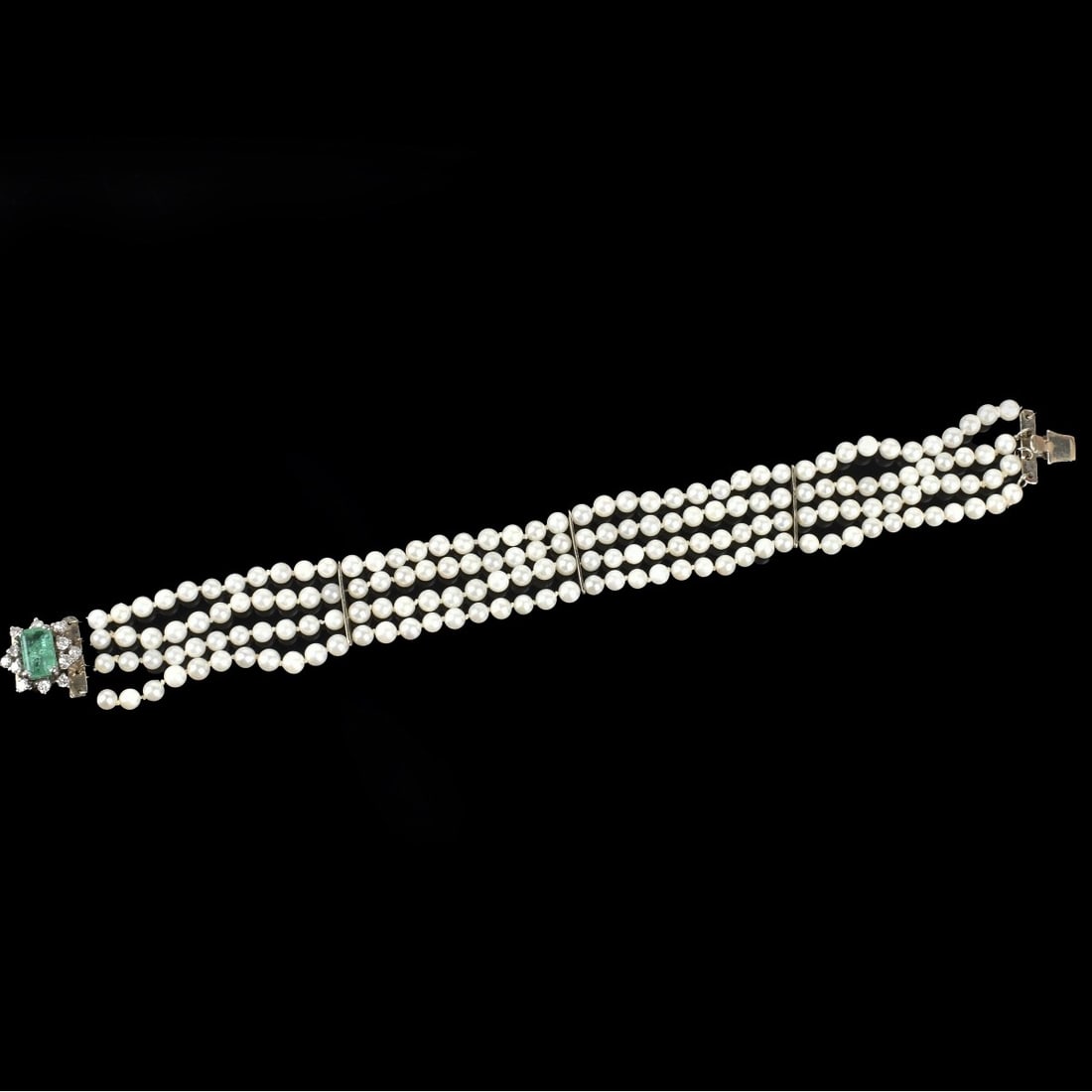 Pearl, Emerald and Diamond Bracelet (1 of 3)