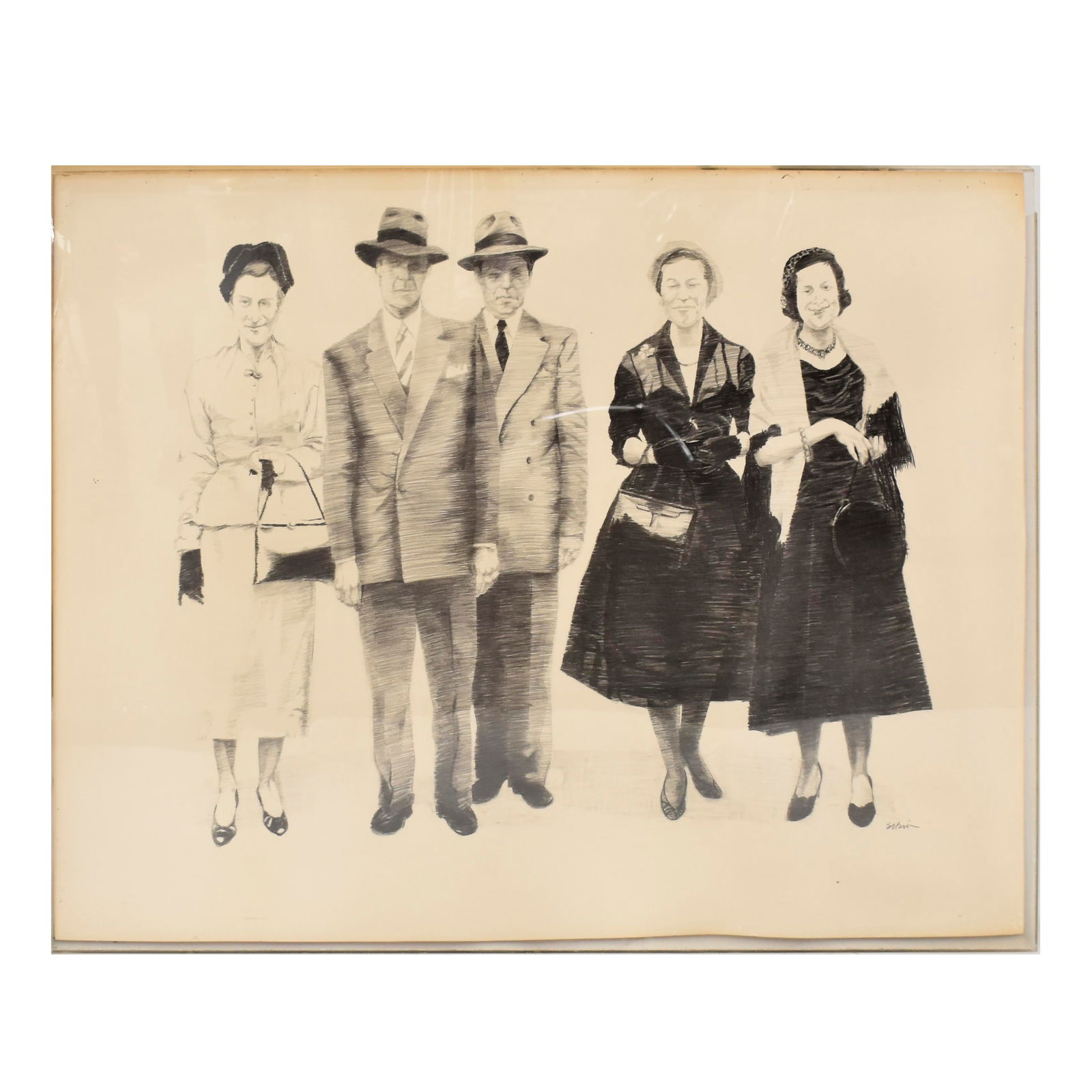 Vintage Pencil and Charcoal Drawing (1 of 6)