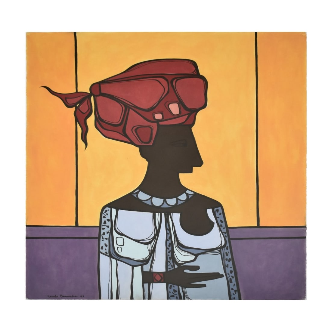 Cundo Bermudez, Cuban (1914 - 2008): Cundo Bermudez, Cuban (1914 - 2008) Gouache on Arches Paper "Portrait of a Woman, 1992" Signed Lower Left. Arches watermark on the sheet. Documentation to accompany the lot. Measures 30" x 22-1/2". Fr