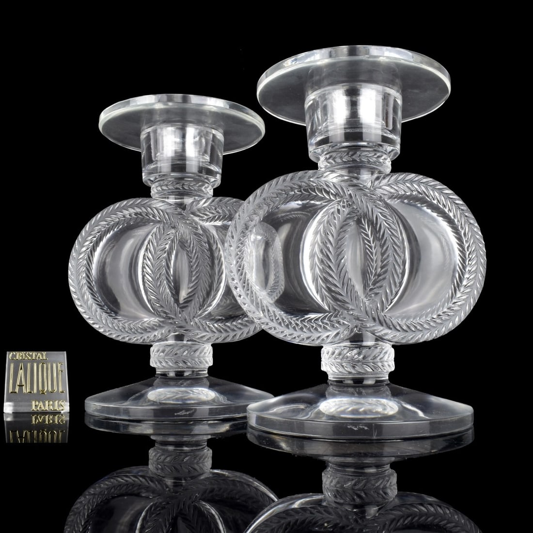 Lalique Pair "Malmaison" Candlesticks (1 of 4)