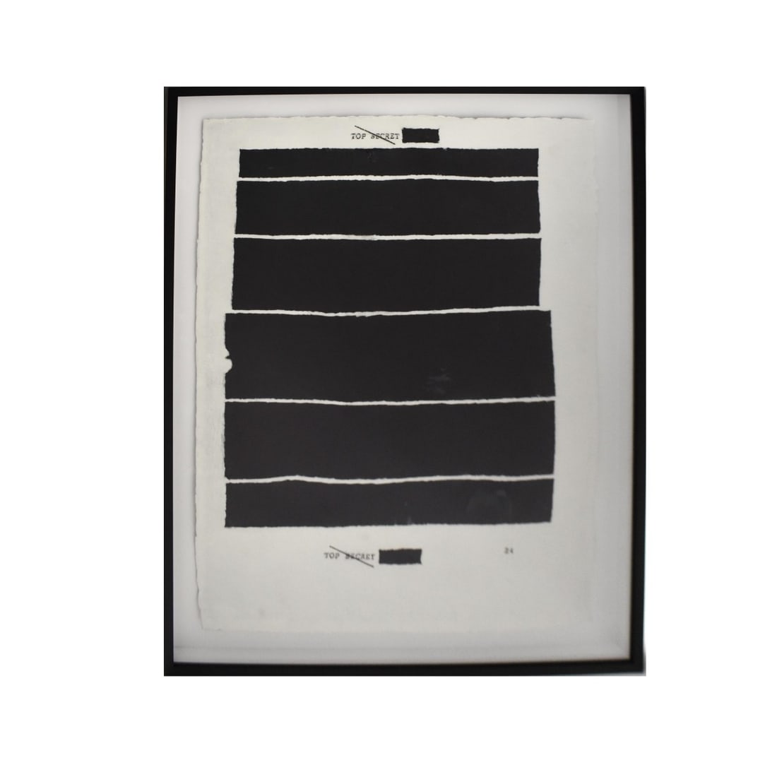 Jenny Holzer, American (b. 1950): Jenny Holzer, American (b. 1950) "Top Secret 24" Stencil Reserve on Handmade paper. Signed to verso ‘Jenny Holzer’. This work is from the edition of unknown size printed by Werkstatt für Papier,