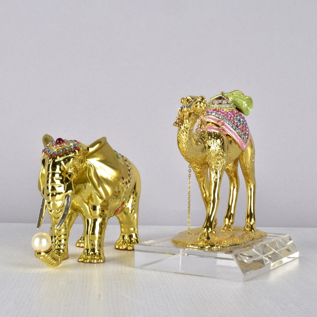 Gilt Metal Elephant and Camel (1 of 8)