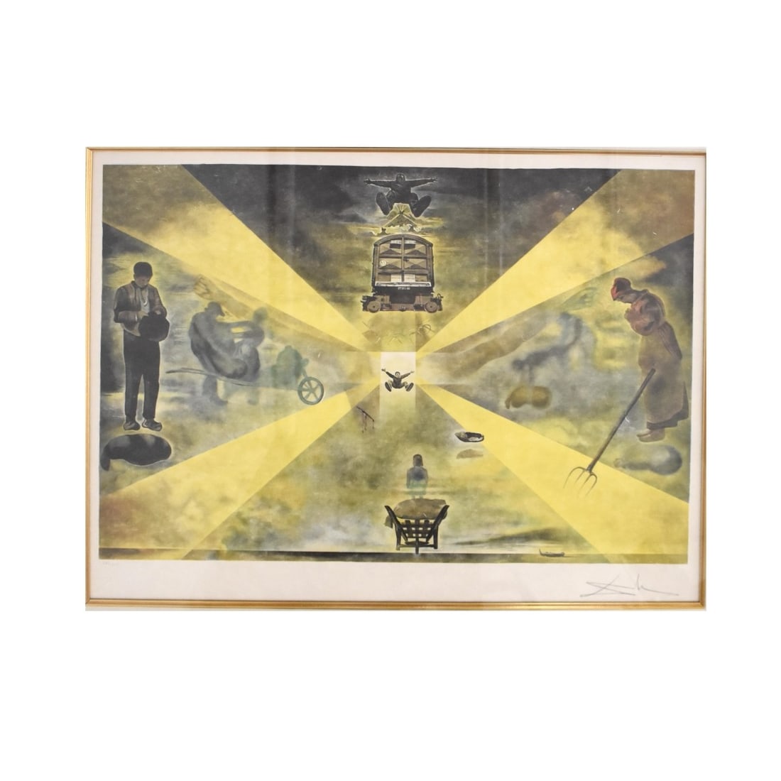 Salvador Dali, French/Spanish (1904-1989): Salvador Dali, French/Spanish(1904-1989) "The Railroad Station at Perpignon" Colored Lithograph on Paper, artist signed and marked LXI CCC in pencil. Image area measures: 23" H, 28" W, frame measures: