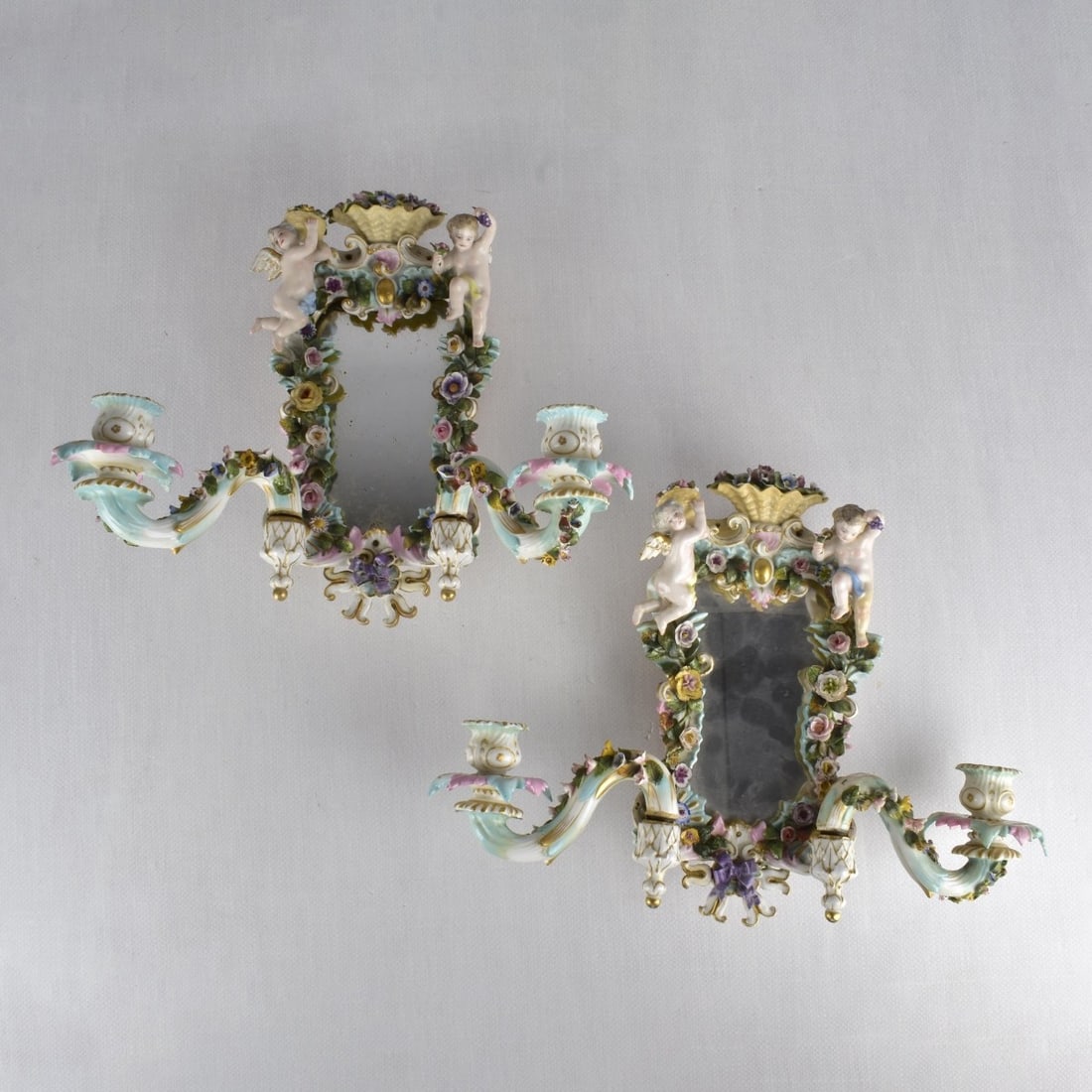 Antique Pair of Meissen Porcelain Sconces (1 of 8)