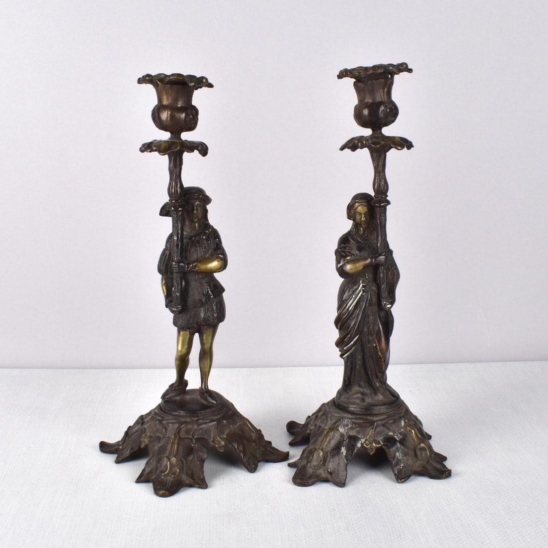 Renaissance Style Bronze Candlesticks (1 of 7)
