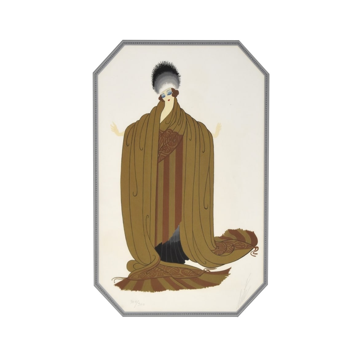 Romain (Erte) De Tirtoff, (1892-1990): Romain (Erte) De Tirtoff, Russian/French (1892 - 1990) "Kings Favorite" Framed and Matted Color Lithograph on Paper. Artist Signed and Numbered 300/300 in pencil. Image area measures: 17-1/2" H, 12" W