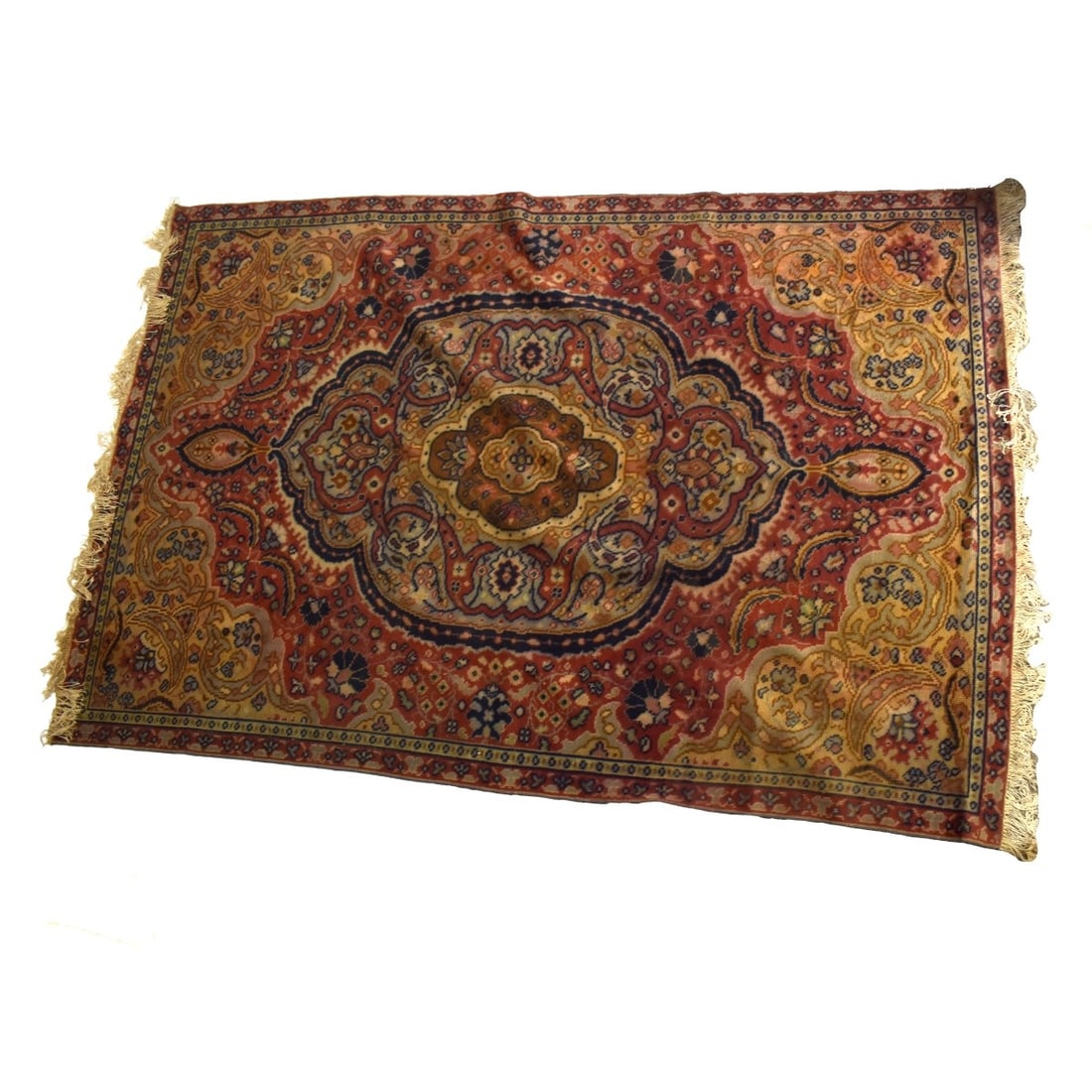 Semi-Antique Hungarian Wool Rug: Semi-Antique Hungarian Wool Rug with a Brightly Colored Central Medallion. . Measures: 113" x 74". Condition: Good condition. Estimate: $100.00 - $300.00 Domestic Shipping: Third party.