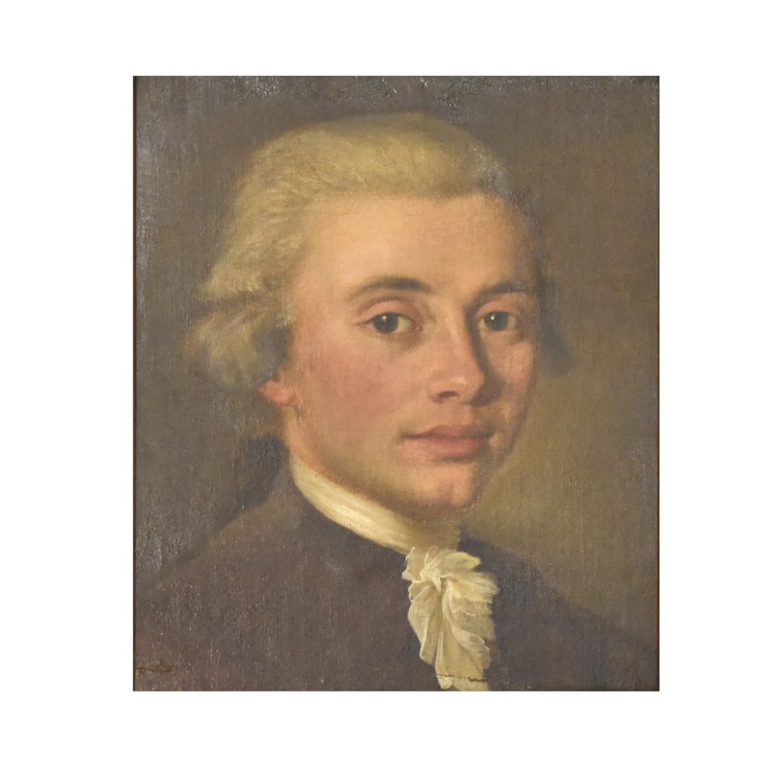 Antique O/C Portrait of a Young Nobleman: Antique Oil on Canvas Portrait of a Young Nobleman. Unsigned, measures 11-3/4" H x 9-5/8" W, frame16-1/8" H x 14-1/4" W. Condition: Good used condition. needs a cleaning, craqueleur. Estimate: $100.00