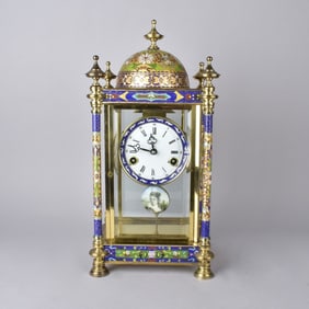 Vintage Chinese Champleve Shelf Clock