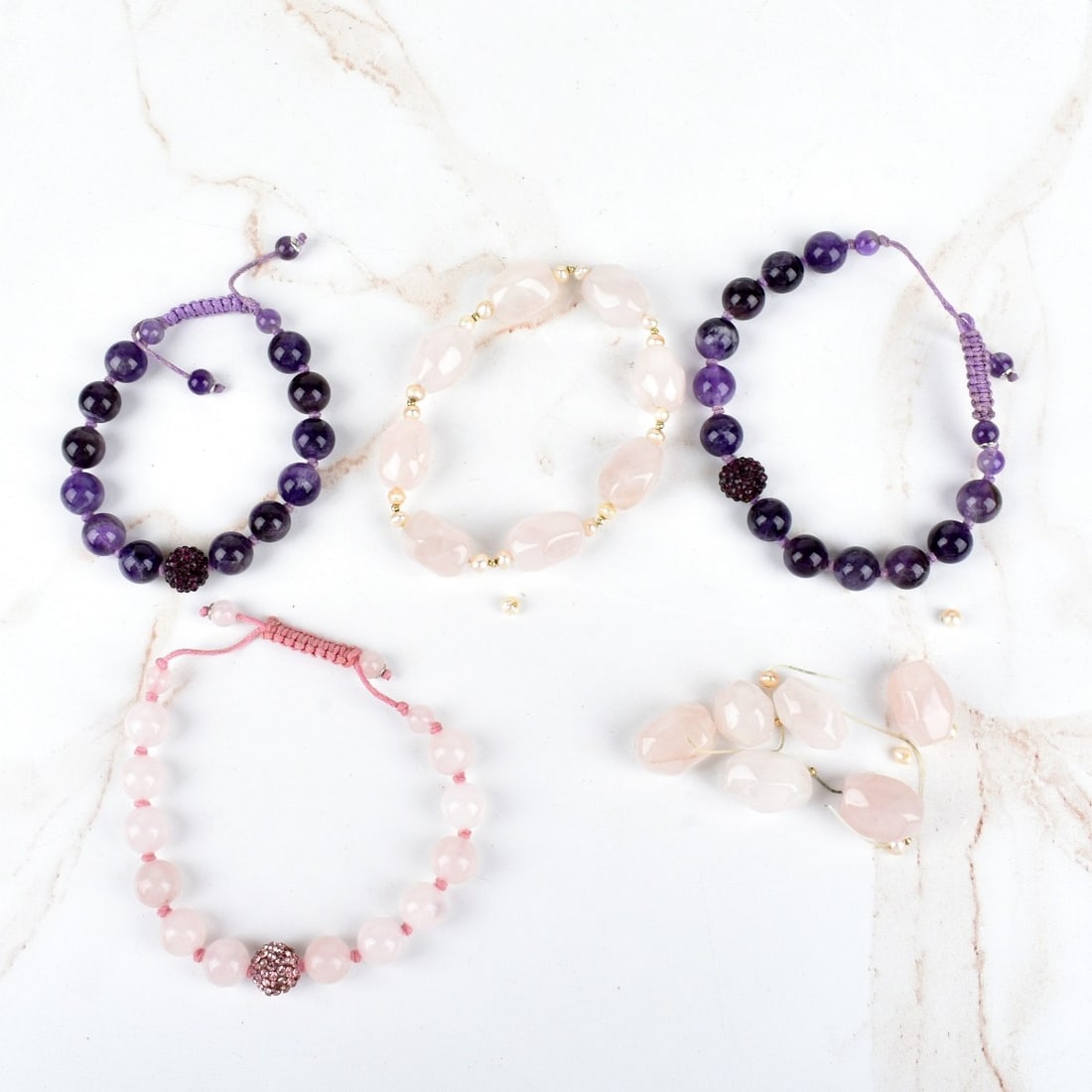 Rose and Amethyst Quartz Bracelets (1 of 1)