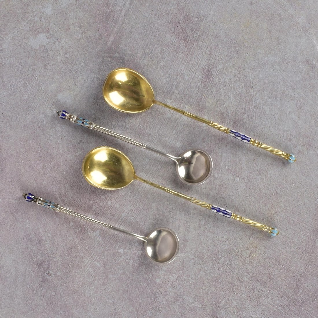 Russian Cloisonne Enameled Silver Spoons (1 of 4)