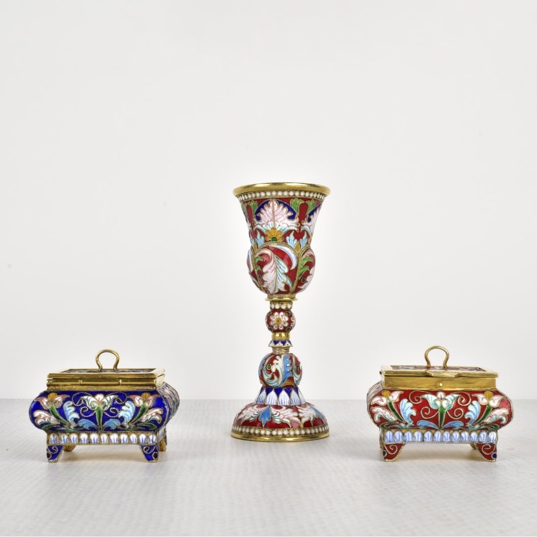 Russian Silver-Gilt and Cloisonne Pieces (1 of 5)