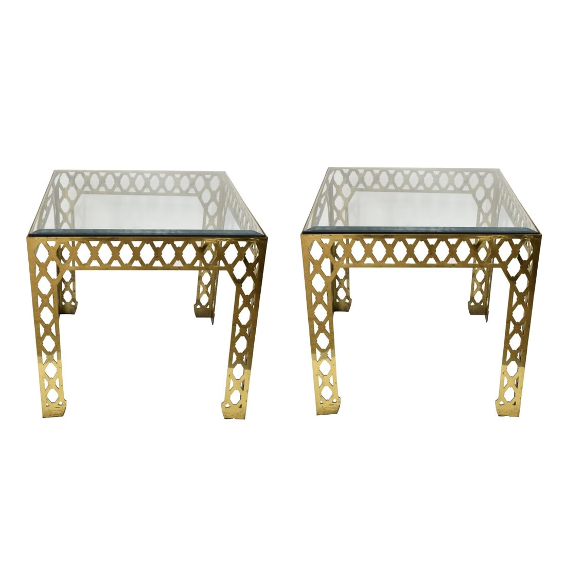Hollywood Regency Brass End Tables. (1 of 3)